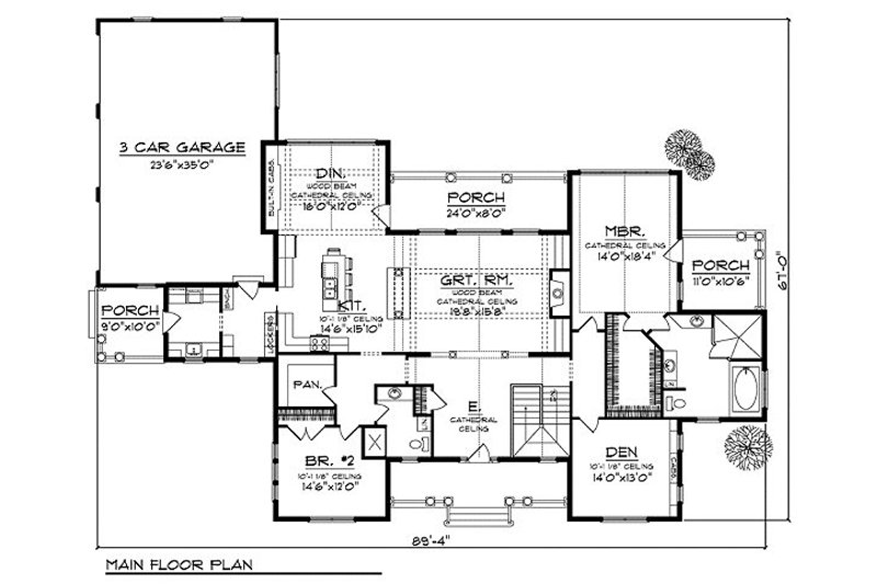 Home Plan - Floor Plan - Main Floor for Traditional House Plan #70-854 - 2 bed, 2 bath