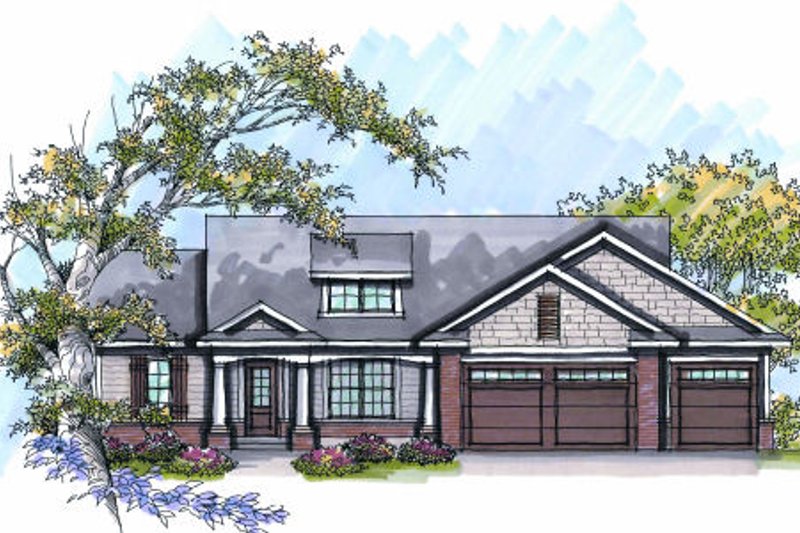 House Blueprint - Craftsman Exterior - Front Elevation Plan #70-1012