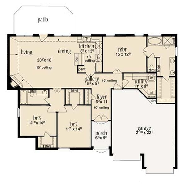 Home Plan - European Floor Plan - Main Floor Plan #36-458
