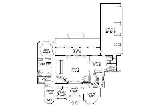 Floor Plan - Main Floor for Mediterranean House Plan #15-240 - 5 bed, 4 bath