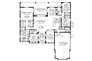 Floor Plan - Main Floor for Mediterranean House Plan #938-90 - 4 bed, 3 bath
