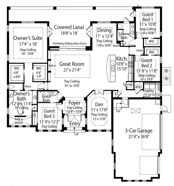 Architectural House Design - Mediterranean Floor Plan - Main Floor Plan #938-90