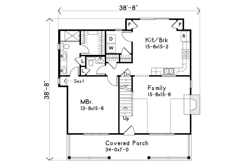 Home Plan - Floor Plan - Main Floor for Country House Plan #22-582 - 3 bed, 2.5 bath