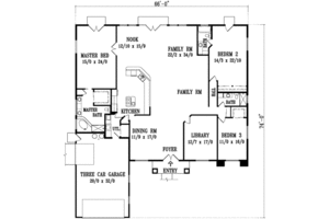 Floor Plan - Main Floor for Adobe / Southwestern House Plan #1-1149 - 4 bed, 3 bath