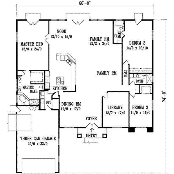 Adobe / Southwestern Floor Plan - Main Floor Plan #1-1149