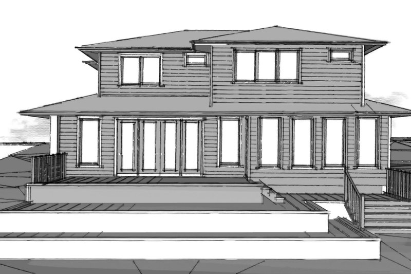 House Plan Design - Exterior - Rear Elevation for Modern House Plan #1101-9 - 4 bed, 3.5 bath