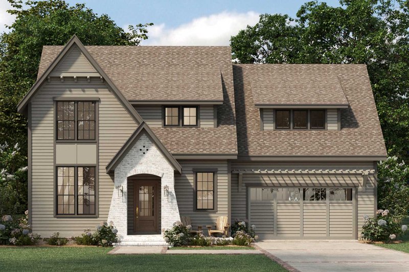 Dream House Plan - Tudor Exterior - Front Elevation Plan #461-97