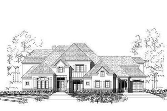 Exterior - Front Elevation for European House Plan #411-663 - 5 bed, 5.5 bath