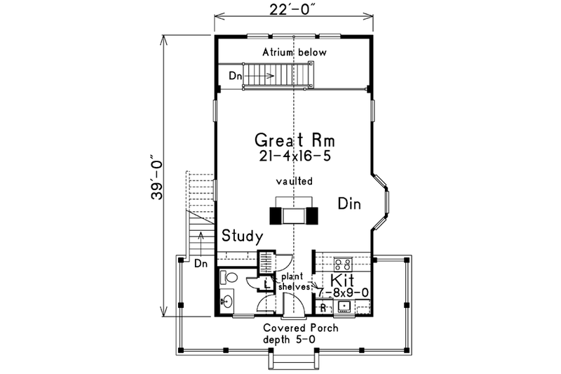 Architectural House Design - Floor Plan - Main Floor for Cottage House Plan #57-164 - 2 bed, 1.5 bath
