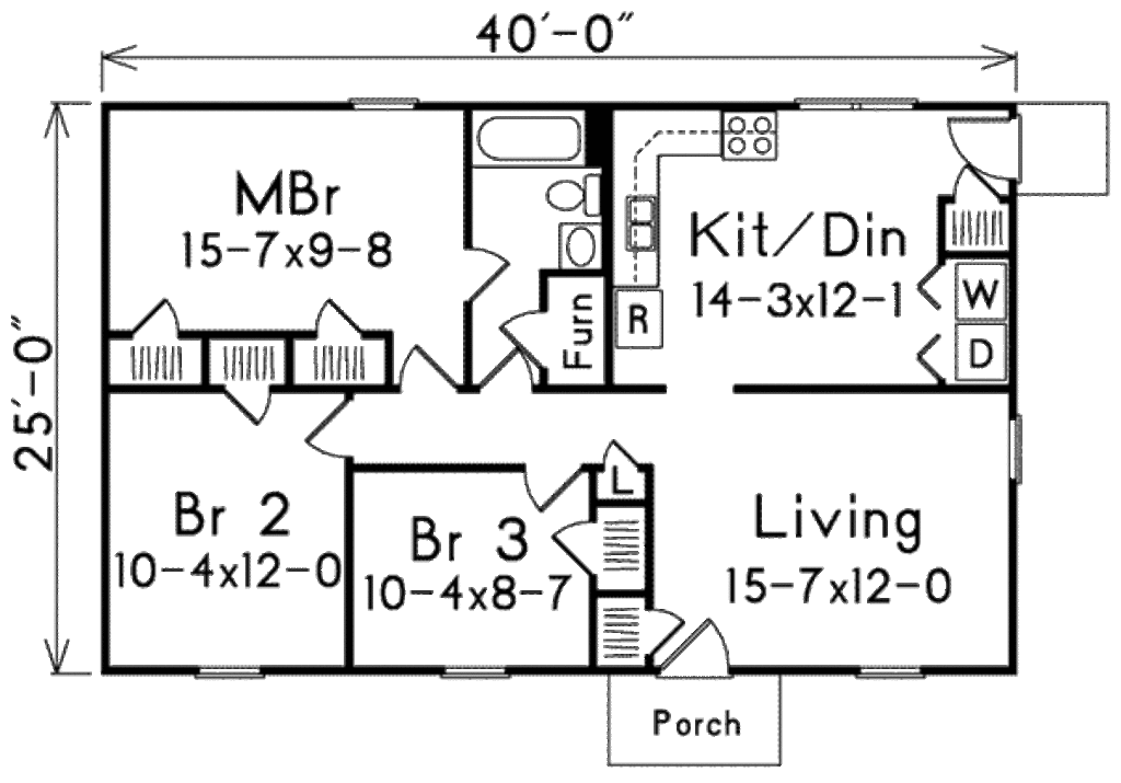 Cottage Style House  Plan  3 Beds 1 Baths 1000  Sq  Ft  Plan  