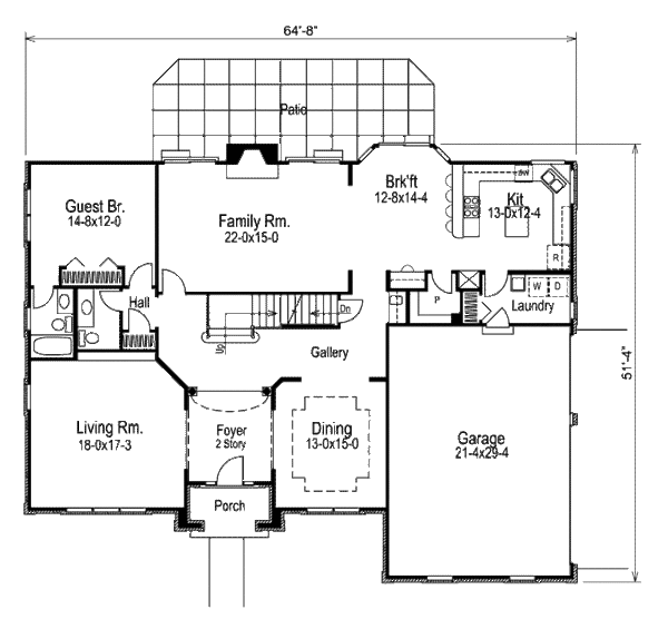 Colonial Floor Plan - Main Floor Plan #57-292