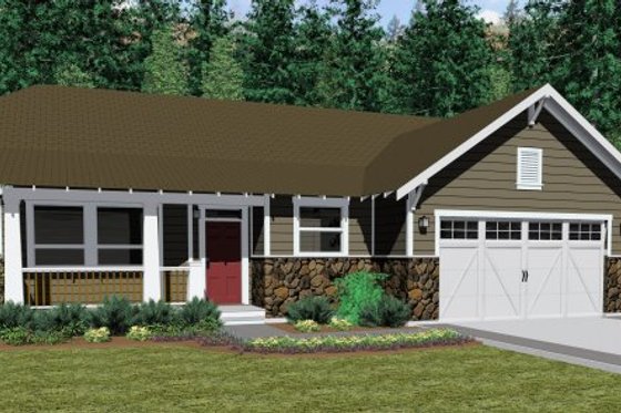 Exterior - Other Elevation for Ranch House Plan #126-143 - 3 bed, 2.5 bath