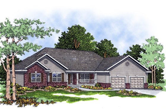 Exterior - Front Elevation for Traditional House Plan #70-243 - 3 bed, 2.5 bath
