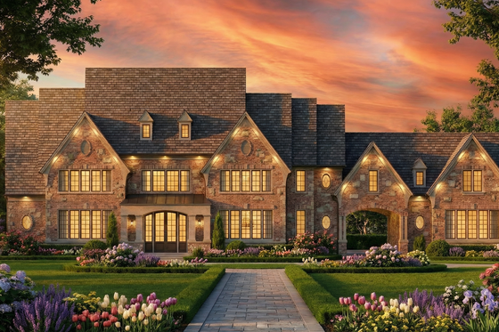 Exterior - Front Elevation for European House Plan #119-242 - 4 bed, 4.5 bath