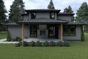 Exterior - Rear Elevation for Contemporary House Plan #1070-18 - 3 bed, 2.5 bath
