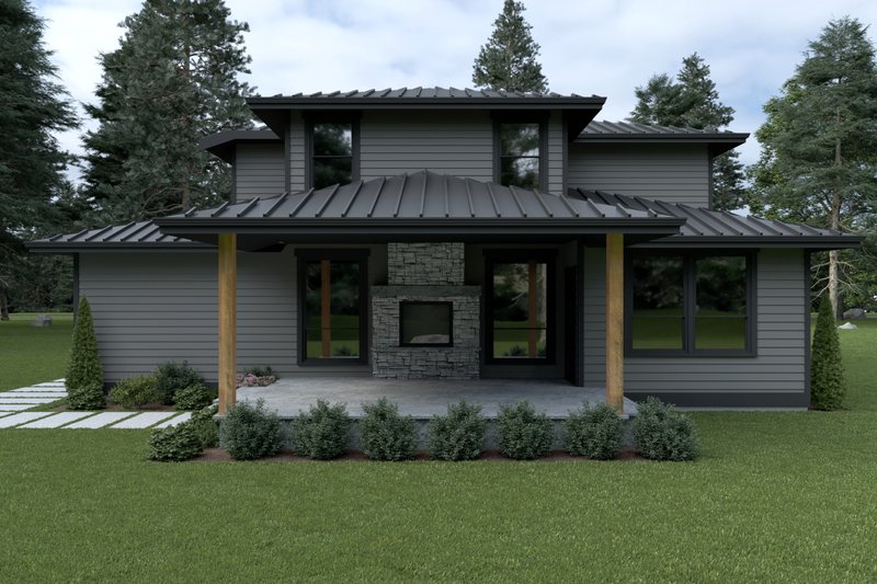 Dream House Plan - Exterior - Rear Elevation for Contemporary House Plan #1070-18 - 3 bed, 2.5 bath