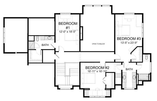 Home Plan - Floor Plan - Upper Floor for Farmhouse House Plan #928-455 - 4 bed, 3.5 bath
