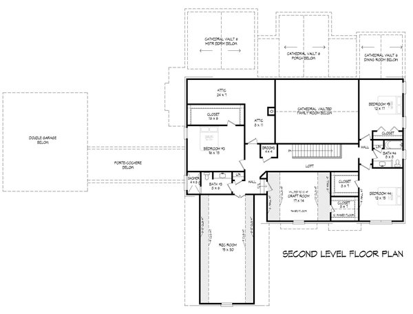 Southern Floor Plan - Upper Floor Plan #932-843