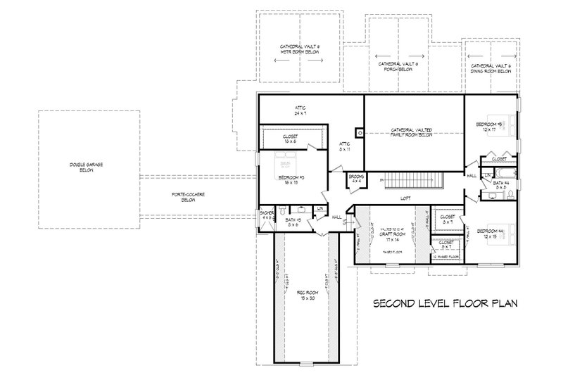 Architectural House Design - Floor Plan - Upper Floor for Southern House Plan #932-843 - 5 bed, 4.5 bath