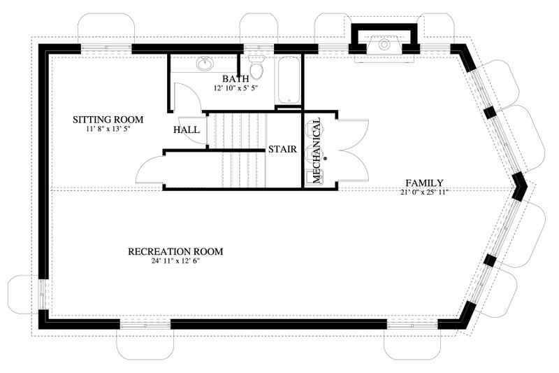 House Design - Floor Plan - Lower Floor for Cabin House Plan #1060-451 - 4 bed, 3 bath