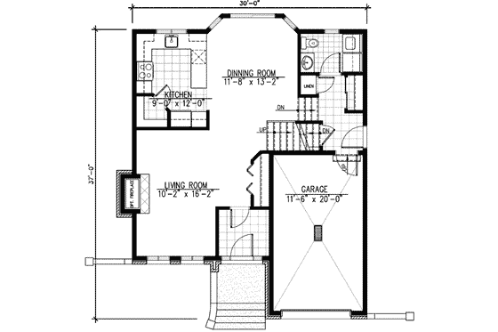 Floor Plan - Main Floor for European House Plan #138-107 - 3 bed, 1.5 bath