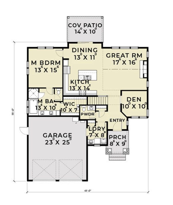 Architectural House Design - Ranch Floor Plan - Main Floor Plan #1070-28