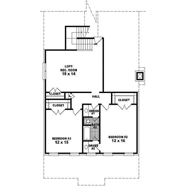 Colonial Floor Plan - Upper Floor Plan #81-434