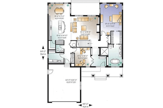 Floor Plan - Main Floor for Traditional House Plan #23-2548 - 4 bed, 3.5 bath