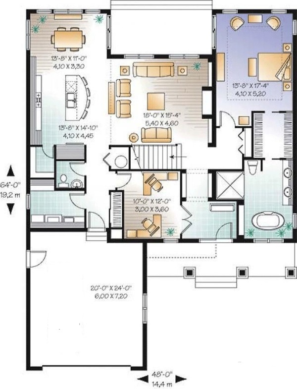 Architectural House Design - Traditional Floor Plan - Main Floor Plan #23-2548