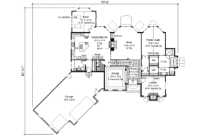Floor Plan - Main Floor for European House Plan #51-171 - 4 bed, 3.5 bath