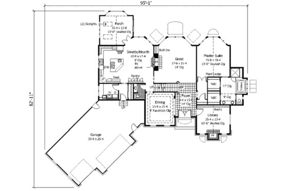 Floor Plan - Main Floor for European House Plan #51-171 - 4 bed, 3.5 bath