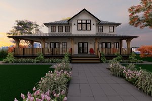 Exterior - Front Elevation 3 for Farmhouse House Plan #1101-17 - 4 bed, 3 bath