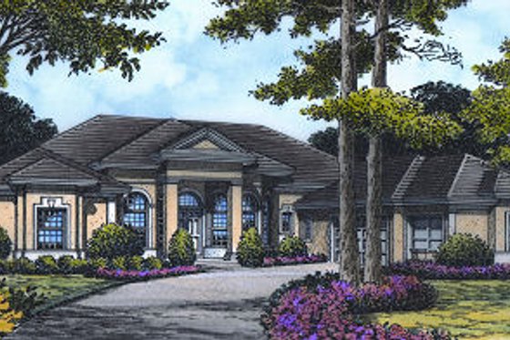 Exterior - Front Elevation for European House Plan #417-372 - 3 bed, 4.5 bath