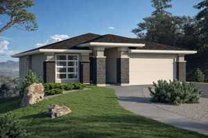 Exterior - Front Elevation 3 for Modern House Plan #1100-1 - 2 bed, 2 bath