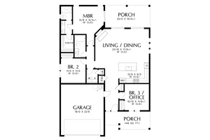 Floor Plan - Main Floor for Ranch House Plan #48-1082 - 3 bed, 2 bath