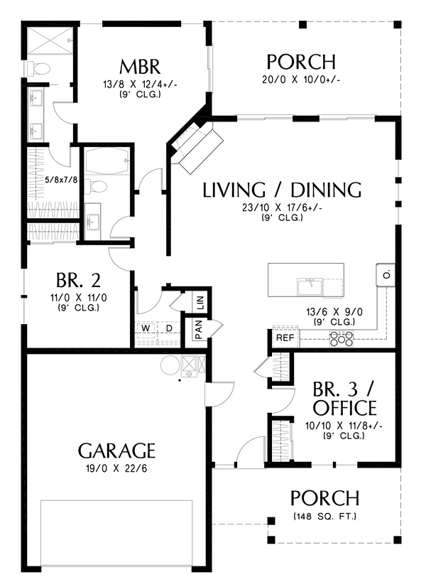 House Blueprint - Ranch Floor Plan - Main Floor Plan #48-1082