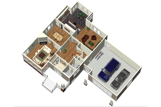 Floor Plan - Main Floor 1 for Country House Plan #25-4688 - 4 bed, 2 bath