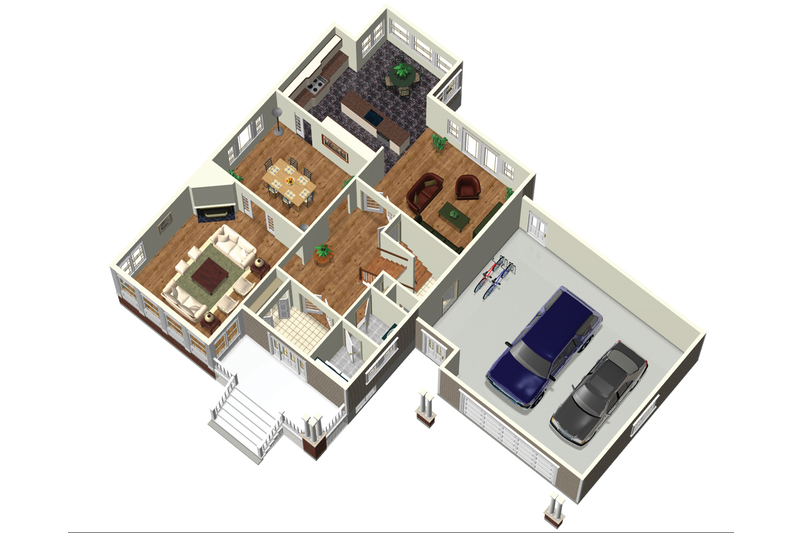 Architectural House Design - Floor Plan - Main Floor 1 for Country House Plan #25-4688 - 4 bed, 2 bath