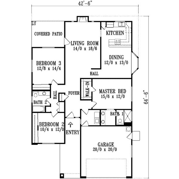 Adobe / Southwestern Floor Plan - Main Floor Plan #1-1313