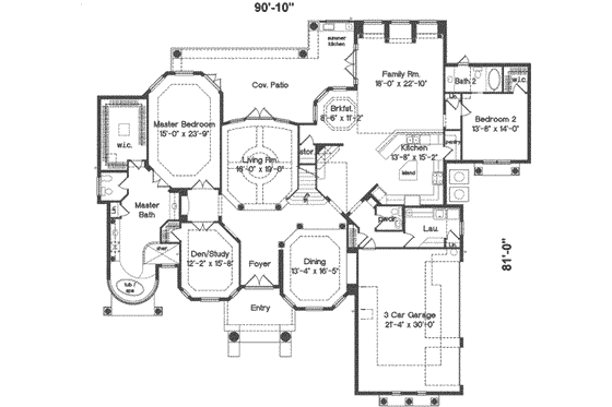 Floor Plan - Main Floor for European House Plan #135-112 - 4 bed, 4.5 bath
