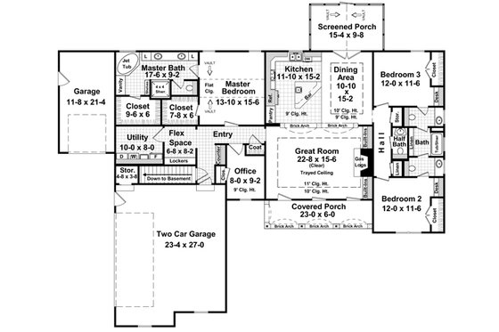 Floor Plan - Main Floor for Country House Plan #21-395 - 3 bed, 2.5 bath