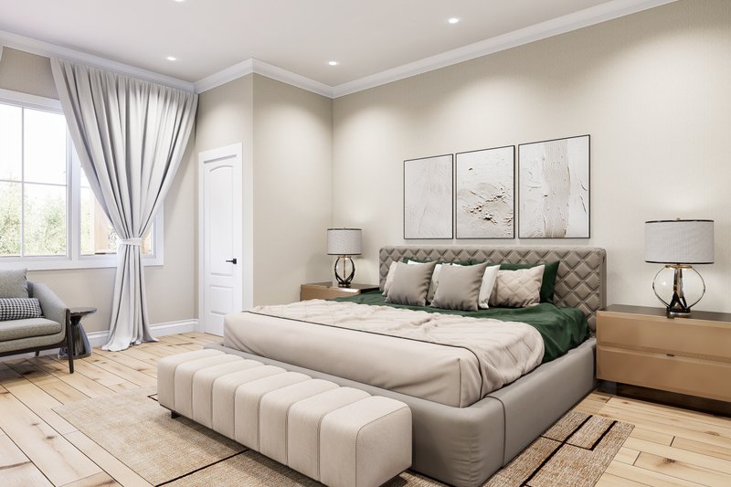 House Blueprint - Interior - Master Bedroom 1 for Farmhouse House Plan #54-680 - 3 bed, 2 bath
