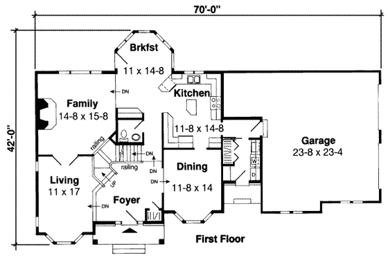 Floor Plan - Main Floor for Traditional House Plan #312-384 - 4 bed, 2.5 bath