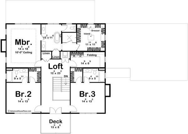 House Blueprint - Colonial Floor Plan - Upper Floor Plan #455-467