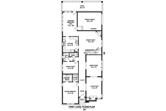 Tudor Floor Plan - Main Floor Plan #81-1553