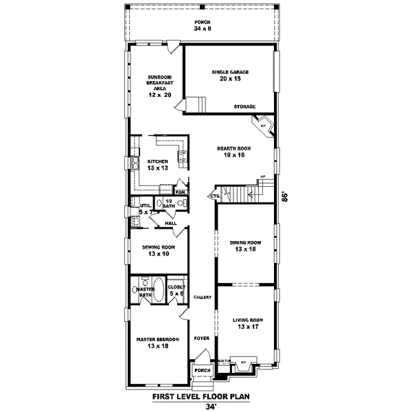 Tudor Floor Plan - Main Floor Plan #81-1553