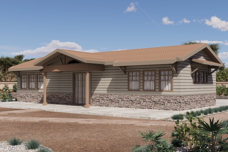 Dream House Plan - Exterior - Front Elevation 4 for Ranch House Plan #1106-100 - 2 bed, 1 bath