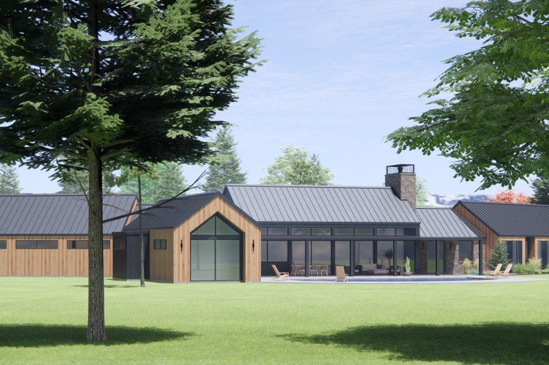 House Design - Exterior - Rear Elevation for Ranch House Plan #1096-46 - 4 bed, 4.5 bath