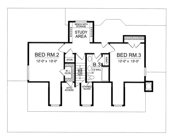 House Plan Design - Farmhouse Floor Plan - Upper Floor Plan #40-328