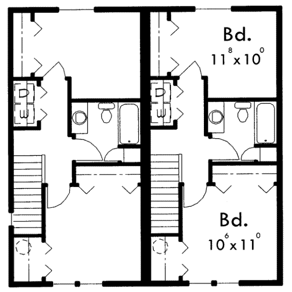 Traditional Floor Plan - Upper Floor Plan #303-358